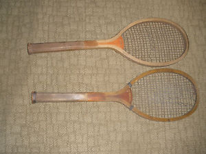 ANTIQUE SPALDING TENNIS RACQUETS 1 GENEVA AND 1 THE SUPRISE GREAT DECORATOR PCS
