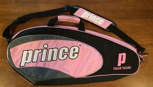 PRINCE Tennis Racquet Bag Pink & Gray EUC Shoulder Strap Tour Team Racket