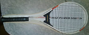 Vintage Dunlop Max Power Mid Tennis Racquet Full White Case COOL