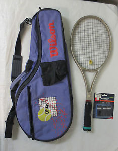 WILSON PROFILE 95 SQ. IN. TENNIS RACKET W/PURPLE WILSON CARRYING BAG & GRIP TAPE