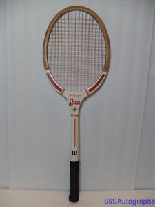 VINTAGE ANTIQUE RETRO 1950s RED & WHITE WILSON SPORT WOOD TENNIS RACKET RACQUET