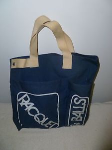 Navy Canvass Sport Tote Bag with Pockets for Racket and Balls Tennis Racquetball