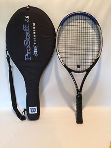 Wilson Pro Staff Titanium 6.6 Tennis Racket  4 1/4 NEW GRIP OVERSIZE  EUC w case