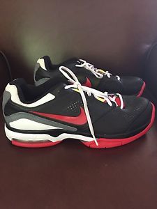 Nike Mens Challenge Tennis Shoe Size 9.5 Black And Red Boys