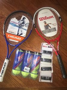 Wilson Federer & Contiquest Head Racquets Penn Tribute 9 Tennis Balls & Cushion