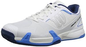 Wilson Mens Rush Pro 2.0 Tennis Shoe, White/Ice Gray/Neptune Blue, 11.5 M US