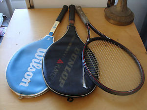 Lot of 3 Tennis Racquets Prince 110 (4 1/2), A-Player Dunlop, Bancroft