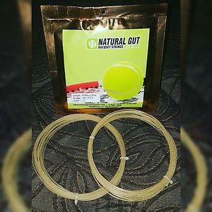 (10) SETS 15G 100% "PREMIUM" NATURAL GUT TENNIS RACQUET STRING IN NATURAL COLOR