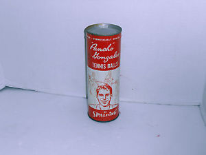 3 Vintage Pancho Gonzales Spalding Tennis balls in sealed METAL can With Key