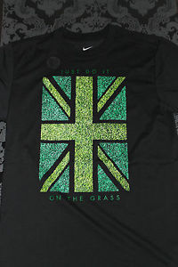 Nike Dri Fit Sport Tenis Wimbledon Camiseta Negro Verde Talla con etiqueta