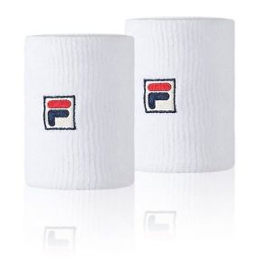 Fila Embroidered Logo Double-Wide Wristbands-White