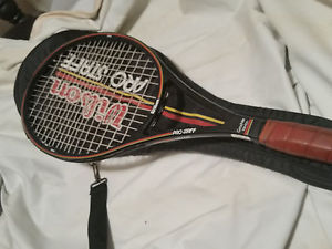 WILSON PRO STAFF MIDSIZE PWS GRAPHITE KEVLAR TENNIS Racquet 4 5/8 L5 w/cover VTG