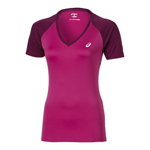 Asics Mujer Tenis Top Club cuello de pico top fucsia/púrpura