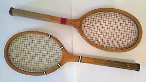 Vintage Tennis Rackets Wright Ditson and Spalding Set of Two