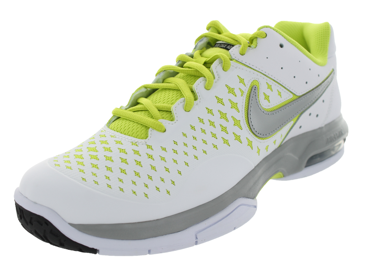 Nike Men's Air Cage Advantage White/Mtllc Slvr/Vnm Green Tennis Shoe 11.5 Men Us