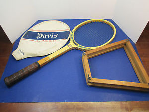 Vintage TAD Davis Classic II Clasiden Wood Tennis Racquet with Cover and Brace
