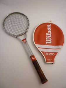 Vintage Wilson T3000 Jimmy Connors Tennis Racquet 4 1/2 Leather Grip Head Cover