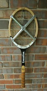 Vintage Spalding Wood Tennis Racket Pancho Gonzales Executive 4 5/8 M