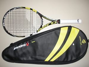 BABOLAT AEROPRO DRIVE 100 TENNIS RACQUET 4 3/8  (NEW STRINGS) 2013