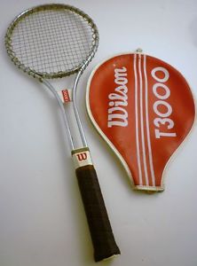 Vintage Wilson T3000 Jimmy Connors Tennis Racquet 4 5/8 Head Cover Leather Grip