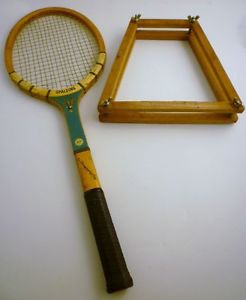 Classic Spalding Top Flite Wood Tennis Racquet 4 3/4 Medium Leather Grip + Press