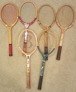 Lot 6 Wood Tennis Racquets Niagara Ken Wei Wilson Bancroft Arrow Rawlings