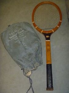 Vtg WILSON Don Budge PICTURE Tennis Racquet 1940's Famous Player Series W/COVER