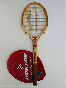 vintage *DUNLOP Maxply Fort* England Laver/McEnroe racket in cover, Excellent