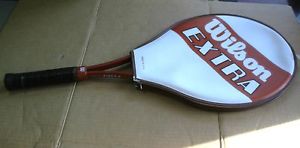 WILSON EXTRA VINTAGE METAL TENNIS RACQUET, W/COVER, ORIGINAL 4 1/4" GRIP, BEAUTY