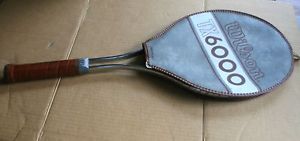 VINTAGE WILSON TX 6000 TENNIS RACQUET WITH COVER, 4 5/8" L GRIP ORIGINAL