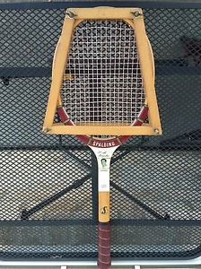 Vtg Mid Century Spalding Pancho Gonzales Wood Leather Tennis Racquet Japan