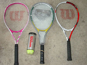 Lot of 3 Tennis Racquets Wilson & Advanta with Tennis Balls!
