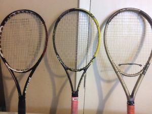 Lot Of 3 Prince Racquets: Prince EXO3 Hybrid 100, Triple Threat, Red+