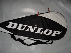 DUNLOP AEROGEL BLACK WHITE PADDED EMBOSSED TENNIS RACKET COVER CARRY CASE BAG