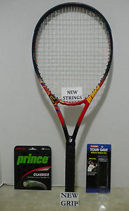 Prince Morph Beam Longbody Thunderbolt 115 Tennis Racquet 4 1/4-NEW STRINGS/GRIP