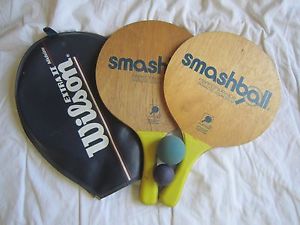 Vintage ORIGINAL SMASHBALL RAQUET PADDLE BALL SET w/ case + 2 balls *