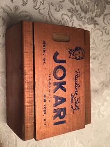 Vintage Jokari Game Pauline Betz Wooden Box Ball Holder