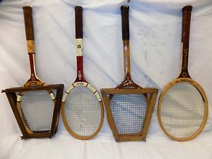 Lot 4 Vintage Tennis Rackets Spalding Wilson High-Point Davis
