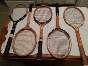 Lot 5 vintage wood tennis rackets raquets Duke Regent Wilson Emperor Macgregor