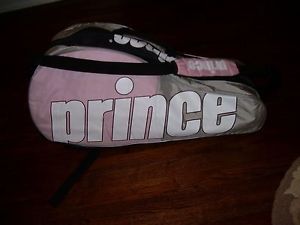PRINCE PINK & SILVER & WHITE LARGE 9-12 TENNIS RACQUET BACKPACK MARIA SHARAPOVA