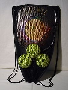 SGFLimited Cosmic Pickle Ball Paddle W/Three Balls and Carrying Bag