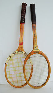 Vintage Wood Wilson Dunlop Tennis Raquets set of 2