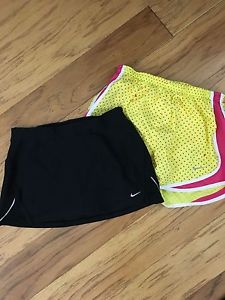 Lot of 2 Women's Dri-Fit Running Nike black skort & pink polka dot shorts medium