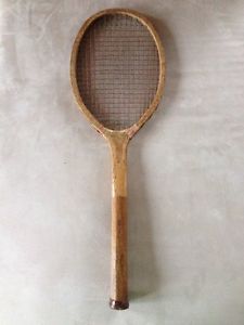 Old Antique English Tennis Racquet By Wiltons Salisbury 1920's Collectable Wood