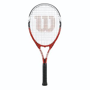 Wilson Federer Adult Strung Tennis Racket Red/White/Black 4 1/4-Inch Grip