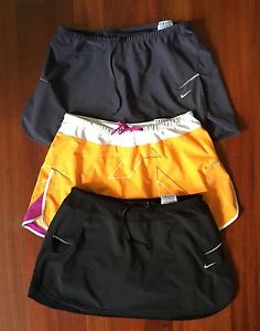 Nike Womens Dri-Fit Tennis Running Skirt Skort Medium Black Gray Orange Lot of 3