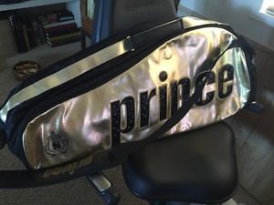 Prince Gold Metallic Backpack Tennis Racquet Bag Case 6 racquet EUC!