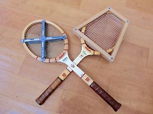 Vintage Wilson  Jack Kramer Tennis Racquet (X2): 1 w/wood press; 1 w/metal brace