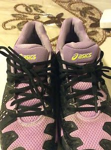 Asics Gel Resolution 6 Women Tennis Shoes(8.5 Black/Silver/Orchid Purple)
