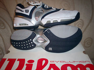 Wilson Mens Qualifier Size 8.5 NIB Tennis Shoes Wht/Navy/Silver S1600